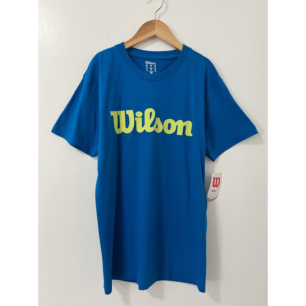 Wilson‎ Womens Blue Cotton Short Sleeve T Shirt Size S Script Logo
